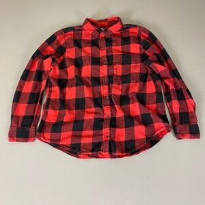 So Cozy Flannel Shirt Women's XXL Red Black‎ Buffalo Plaid Button Down Top